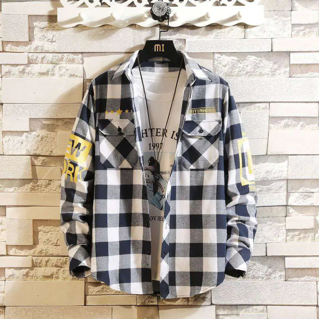 Slim Fit Casual Plaid Shirt for Men