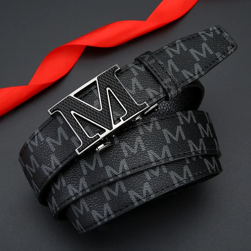 Real leather luxury automatic buckle men belt fashion trend business belt men and women's universal jeans versatile belt for men