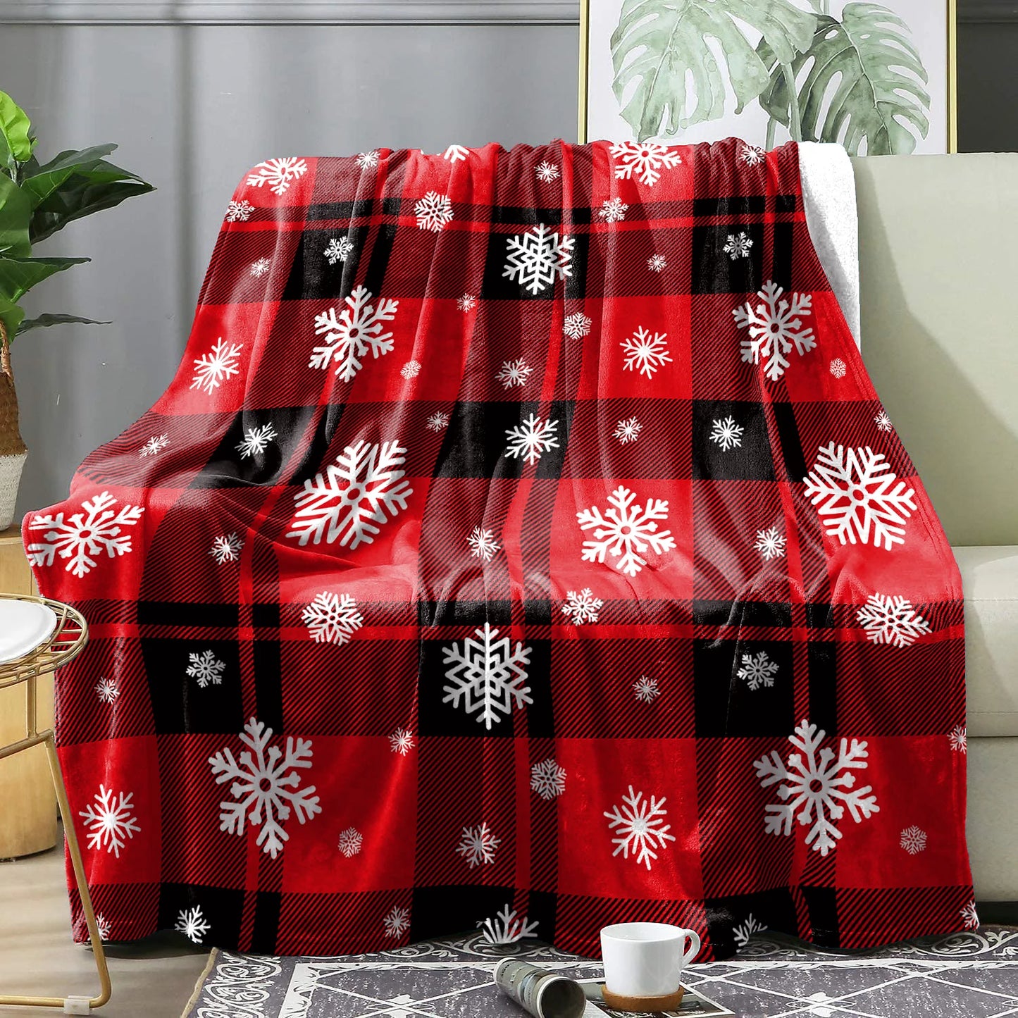 Christmas Red Plaid Winter Blanket Bedspreads Warm Soft Flannel Throw Blanket Decorative Home Bedding Blanket Cover Holiday Gift
