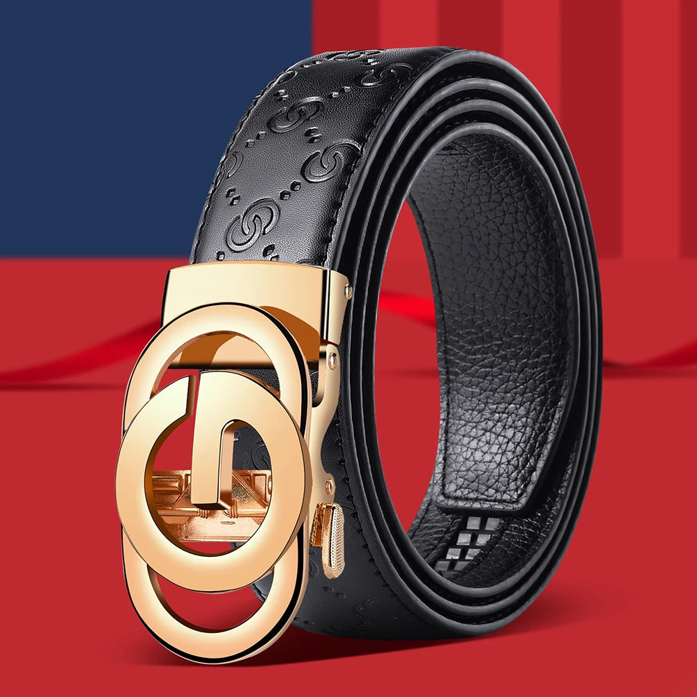 Fashionable Business Men's Belt Luxury Alloy Buckle Belt High Quality Material Leather Soft Belt Paired with Suit Pants and Jean