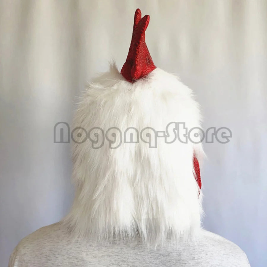Cosplay Lovely Animal Rooster Beak Cock Head Chicken Feather Christmas Funny Halloween Mask Full Face Helmet Carnival Party Prop