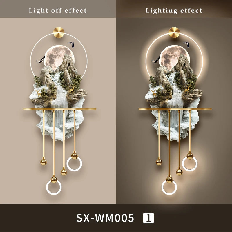 Original Design Magical Landscape Hanging Painting LED Luminous Decoration Painting Home Art Interior Art Wall for livingroom