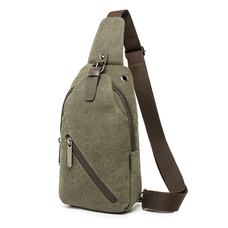 Men's Canvas Chest Bag, Outdoor Sports Crossbody Bag