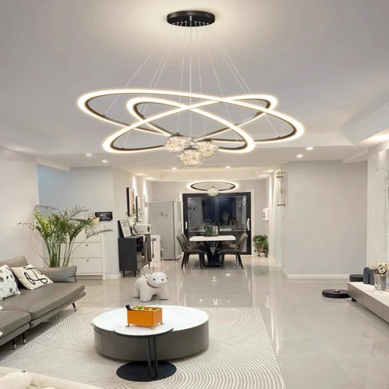 Modern LED Chandeliers Indoor Remote Dimming Lighting Lamp For Living Room Bedroom Lamps star Decor Lusters Lights Droppshiping