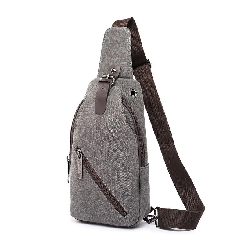 Men's Canvas Chest Bag, Outdoor Sports Crossbody Bag
