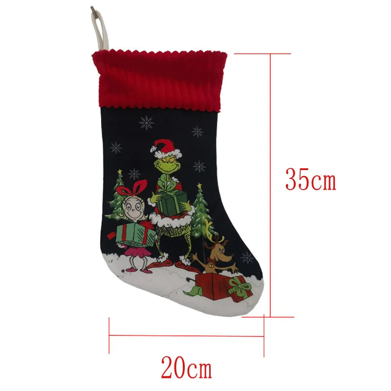Grinchs Christmas Stocking Pendant Kids New Anime Gifts Bags Xmas Tree Ornaments Home Decoration Party Hangings Gift Hot Sales