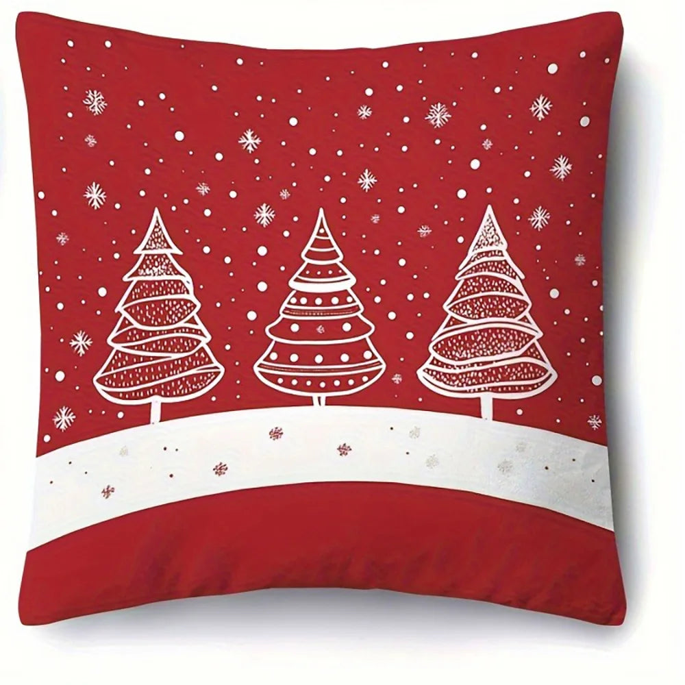 Red Christmas Pillowcases: Snowflakes, Merry Christmas, Deer & Trees - Festive Decor Sofa bed cushion cover,home decoration
