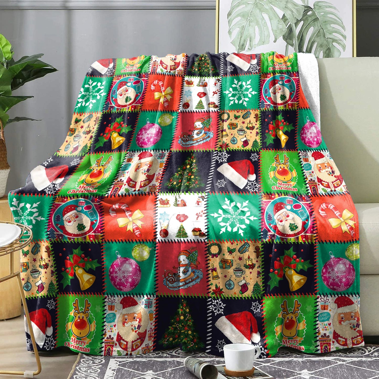 Christmas Red Plaid Winter Blanket Bedspreads Warm Soft Flannel Throw Blanket Decorative Home Bedding Blanket Cover Holiday Gift