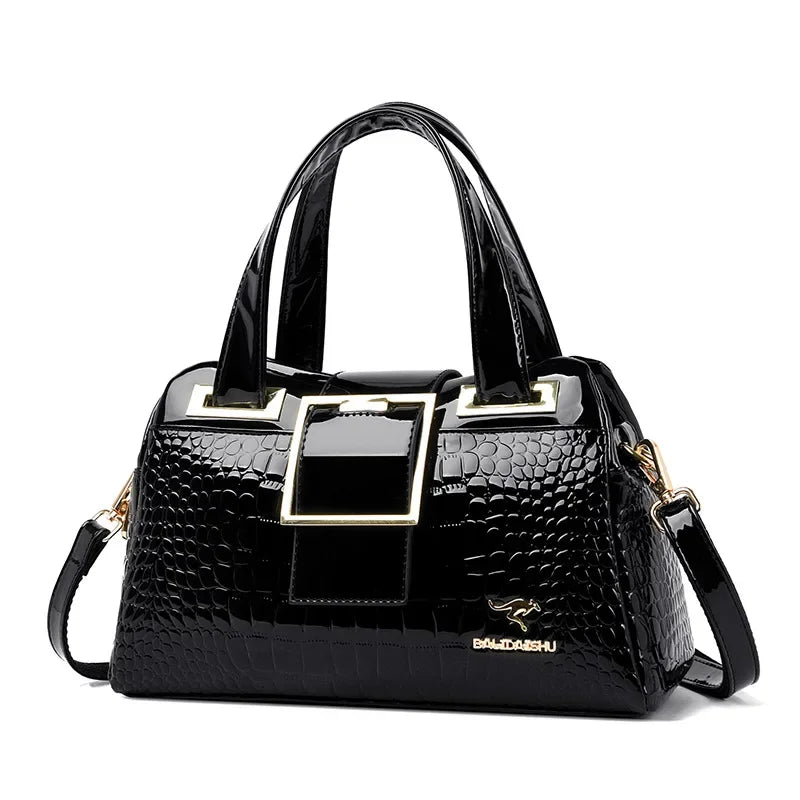 Fashionable Shoulder Crossbody Bag for Middle-Aged Women Simple Elegant Leather Handbag with Internal Zipper Soft Polyester Lini