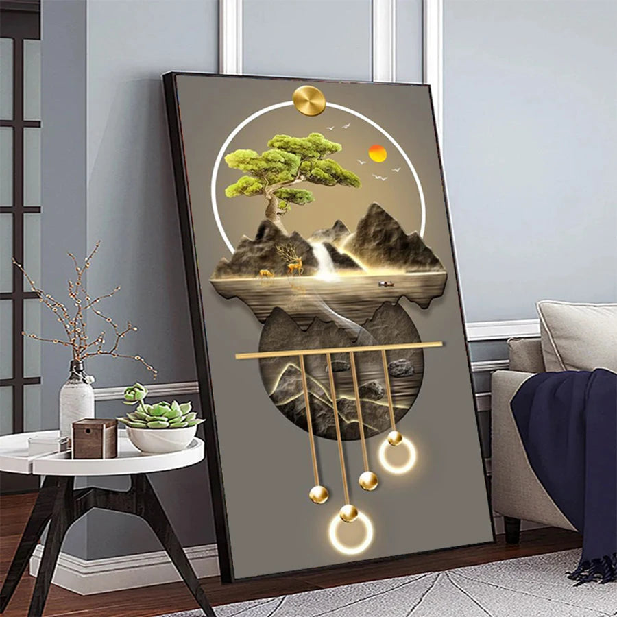 Elegant Modern Abstract Camellia Canvas Wall Art Posters, Frameless Botanical White Flower and Gold Leaf Painting, Perfect for E