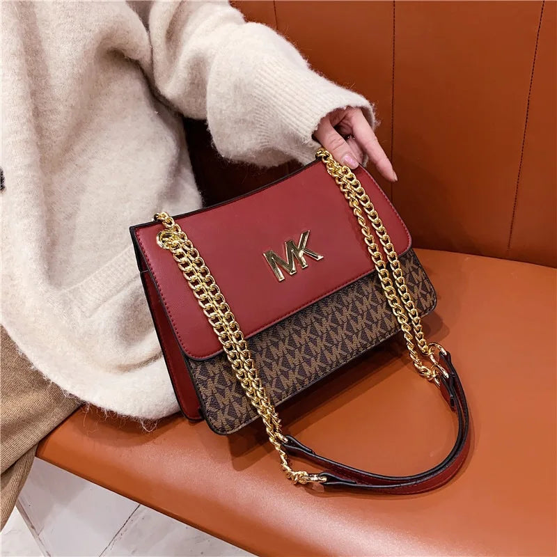 2025 Women's Small Square Bag - Shoulder Chain Design, Contrast Color, Stylish Texture, Large Capacity