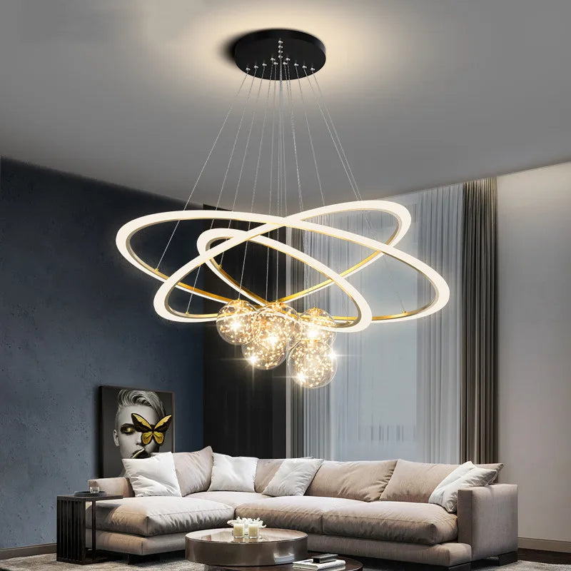 Modern LED Chandeliers Indoor Remote Dimming Lighting Lamp For Living Room Bedroom Lamps star Decor Lusters Lights Droppshiping