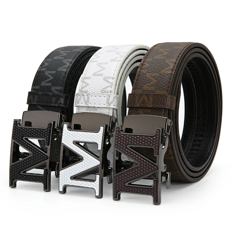 Real leather luxury automatic buckle men belt fashion trend business belt men and women's universal jeans versatile belt for men