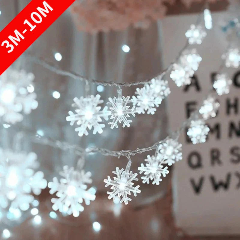 10M USB/Battery Power Snowflake LED String Lights Garland Lights Outdoor Lamp Wedding Garden Fairy Lights Christmas Decoration