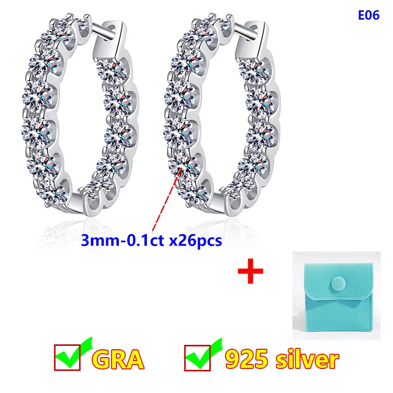 Classic Full Moissanite Earring for Women 925 Sterling Silver Jewelry Fashion Women's Moissanite Diamond Flower Earrings