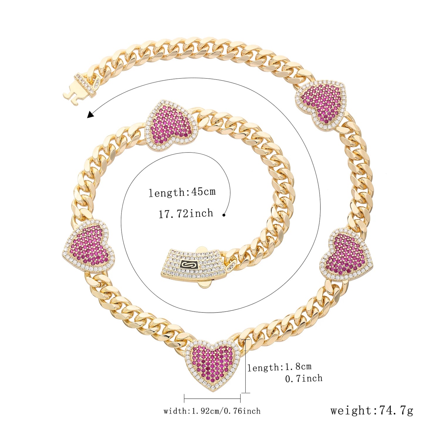 14K Gold Plated Copper heart Necklace for Men Women Adjustable 45-55cm Minimalist Jewelry