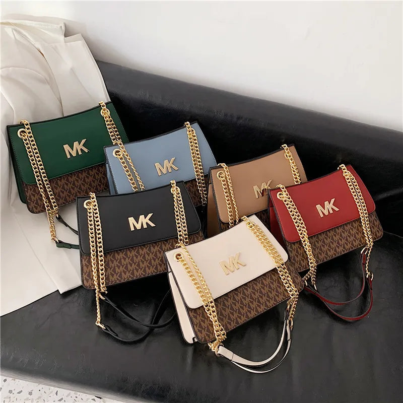 2025 Women's Small Square Bag - Shoulder Chain Design, Contrast Color, Stylish Texture, Large Capacity