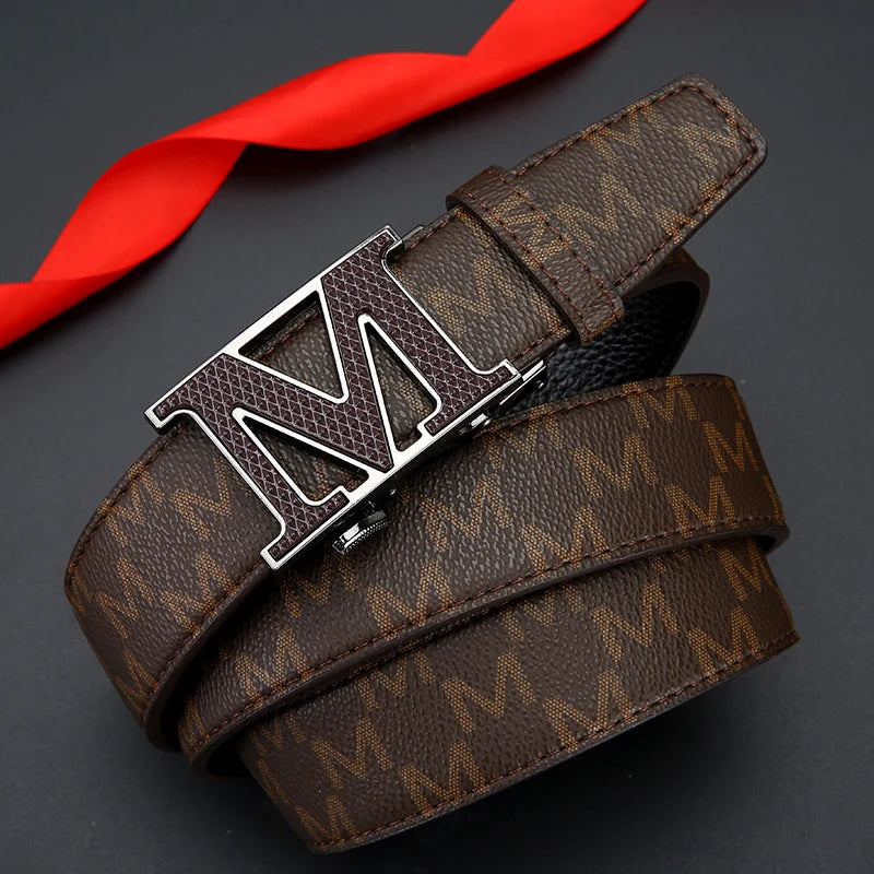 Real leather luxury automatic buckle men belt fashion trend business belt men and women's universal jeans versatile belt for men