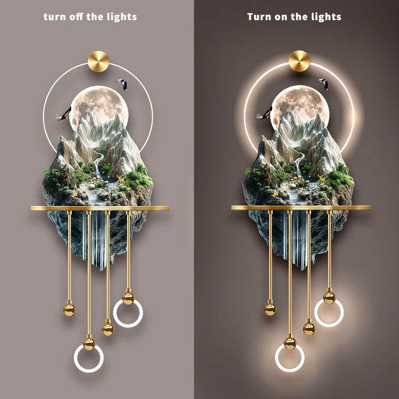 Original Design Magical Landscape Hanging Painting LED Luminous Decoration Painting Home Art Interior Art Wall for livingroom