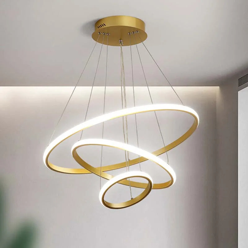 New living room chandelier modern simple atmosphere circle LED lights light luxury star top bar restaurant lamps and lanterns