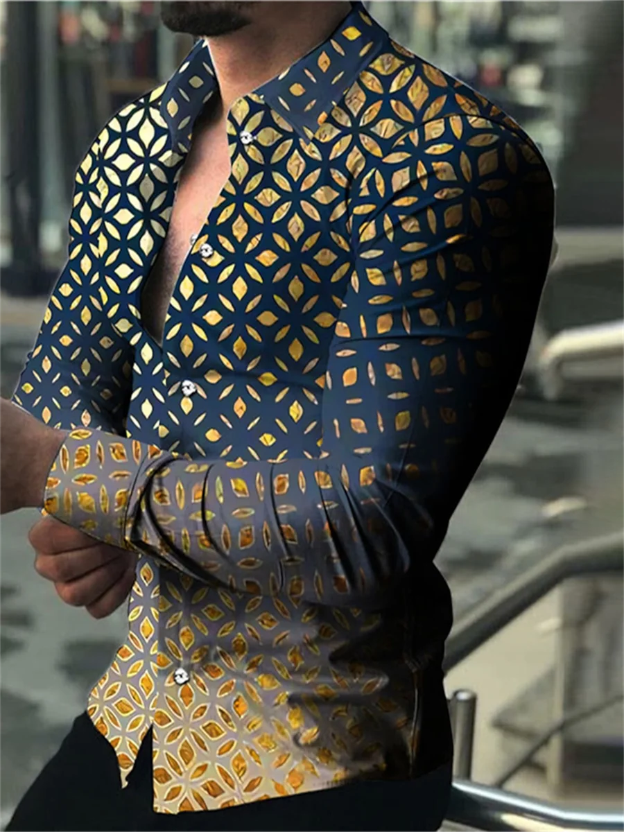 2023 Men's Tops Button Shirt Creative Pattern Luxury Party Casual Fashion Long Sleeve Shirt Sports Soft Lightweight Comfortable