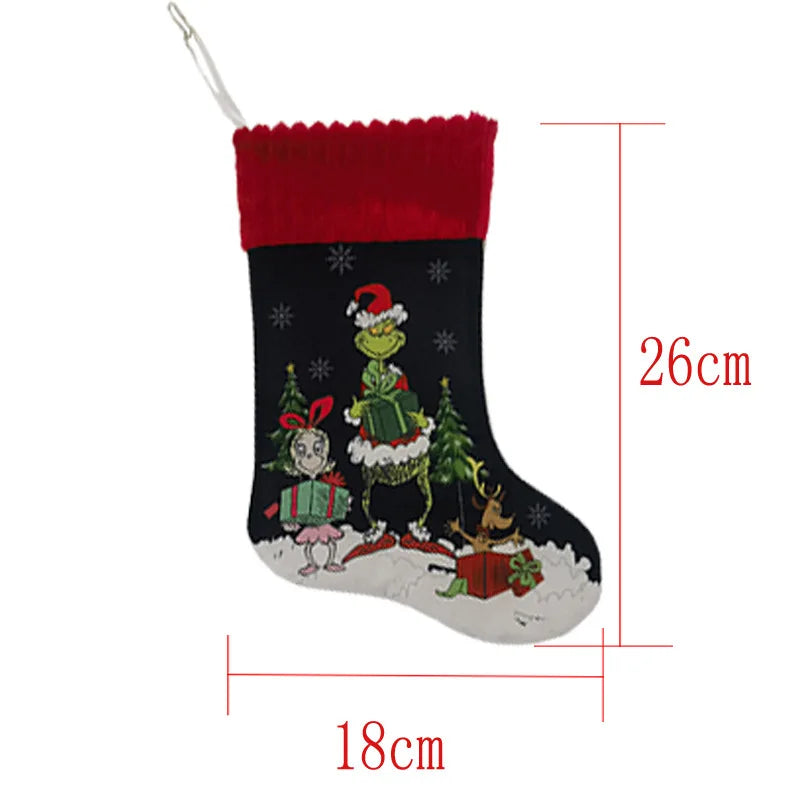 Grinchs Christmas Stocking Pendant Kids New Anime Gifts Bags Xmas Tree Ornaments Home Decoration Party Hangings Gift Hot Sales