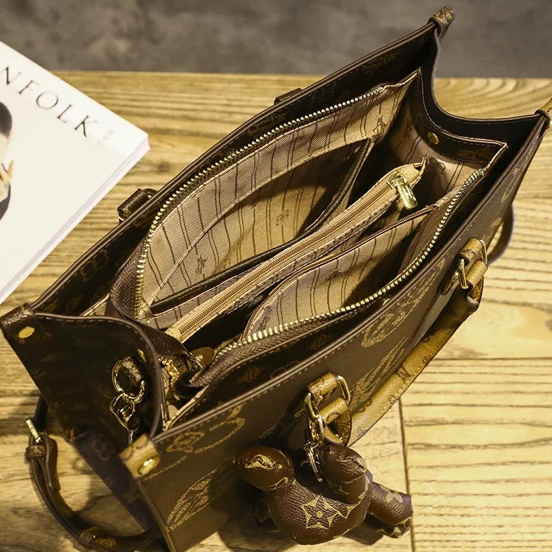 Guangzhou Women's Luxury Handbag Large Capacity Single Shoulder Bag New 2023 High-End Feel Flower Pattern Tote Bag