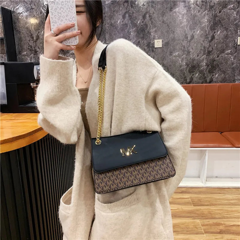 2025 Women's Small Square Bag - Shoulder Chain Design, Contrast Color, Stylish Texture, Large Capacity