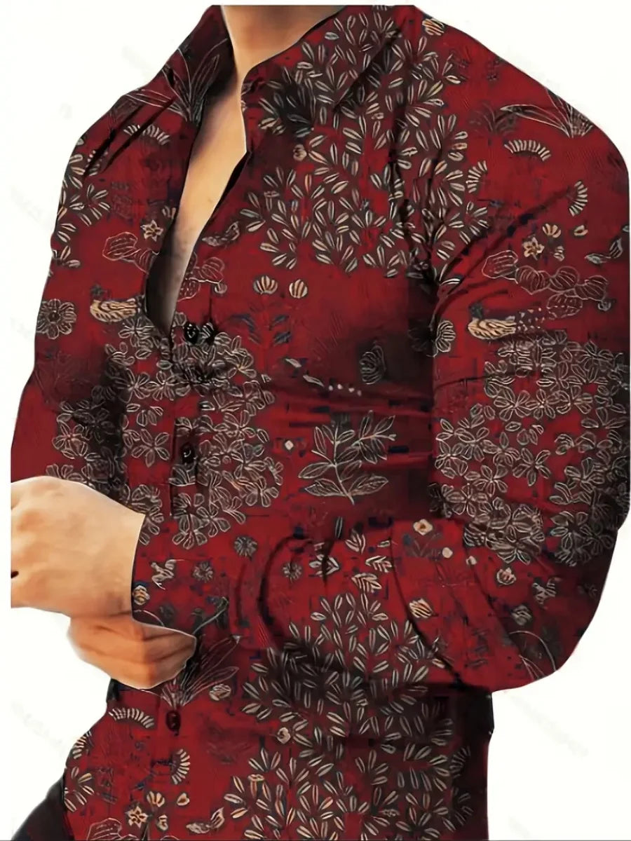 New men's shirt - 3D printed shirt - Outdoor street style - Long-sleeved buttoned clothing - Oversized fashionable clothing