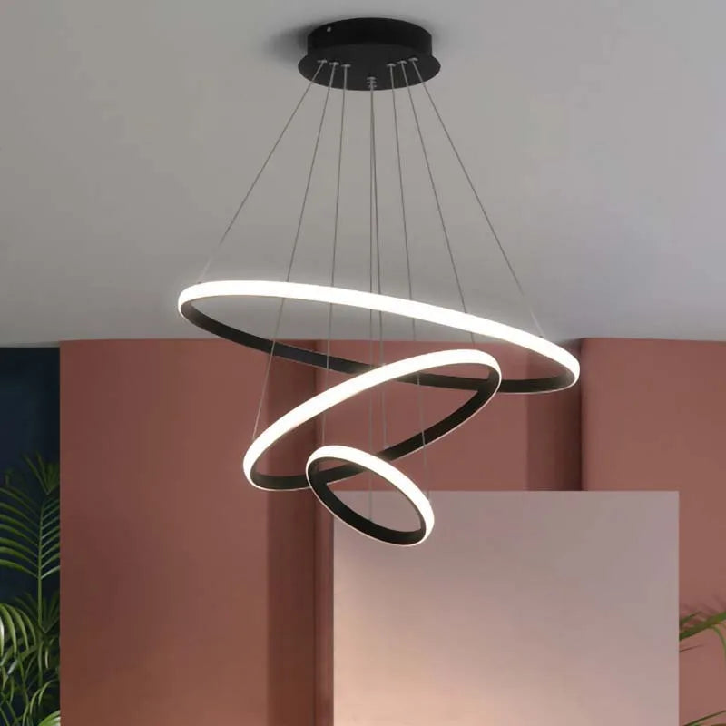 New living room chandelier modern simple atmosphere circle LED lights light luxury star top bar restaurant lamps and lanterns