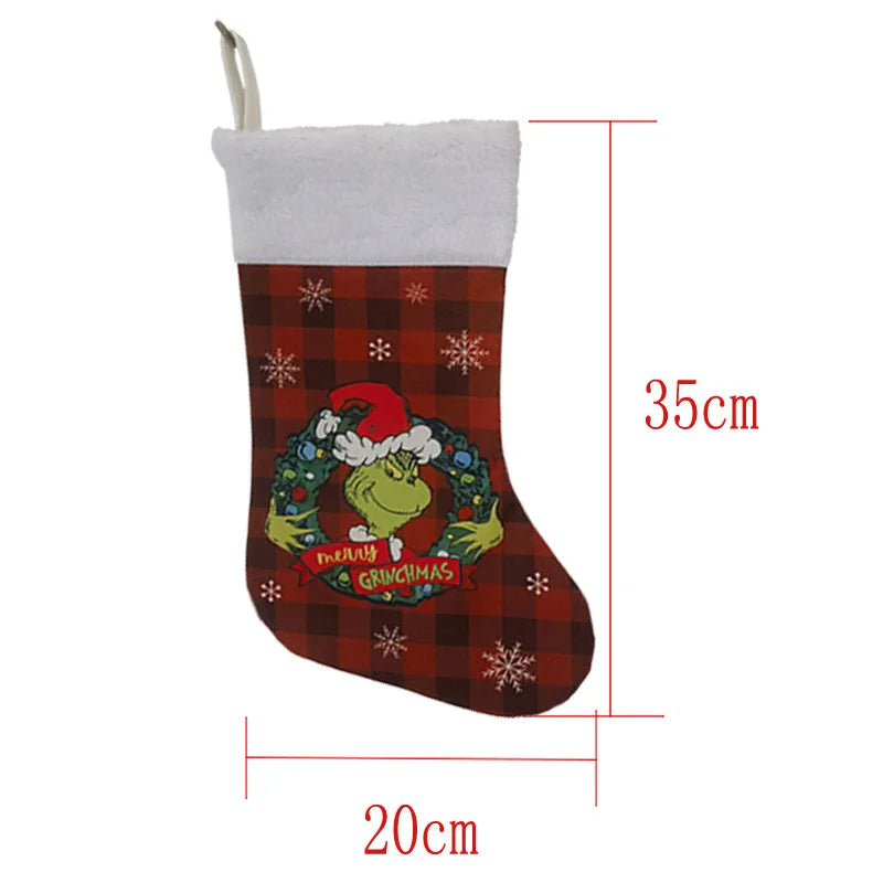 Grinchs Christmas Stocking Pendant Kids New Anime Gifts Bags Xmas Tree Ornaments Home Decoration Party Hangings Gift Hot Sales