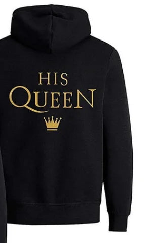 The King His Queen Letter Lover Hoodies Spring Autumn Couple Sweatshirt Woman Clothes Harajuku Hoodies 1 PCS
