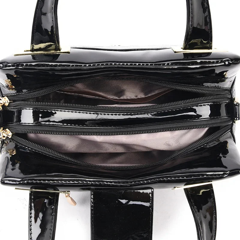 Fashionable Shoulder Crossbody Bag for Middle-Aged Women Simple Elegant Leather Handbag with Internal Zipper Soft Polyester Lini