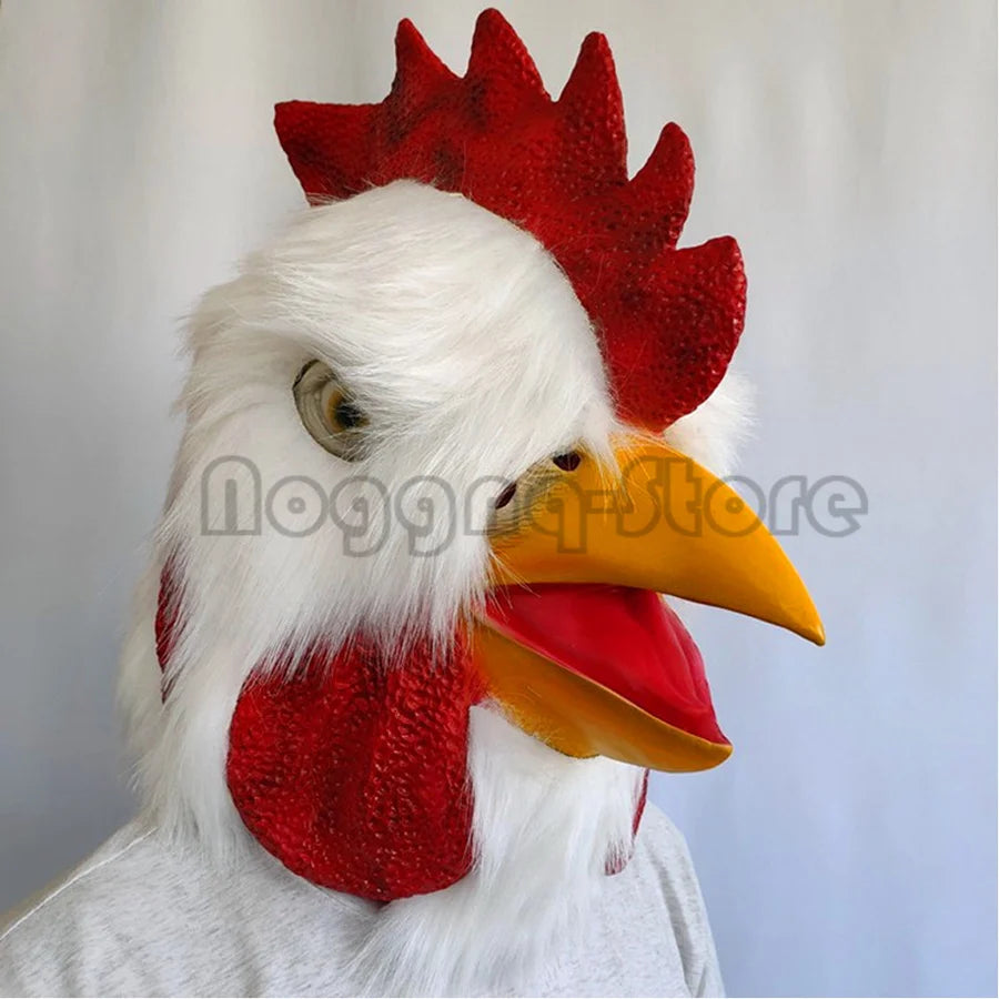 Cosplay Lovely Animal Rooster Beak Cock Head Chicken Feather Christmas Funny Halloween Mask Full Face Helmet Carnival Party Prop