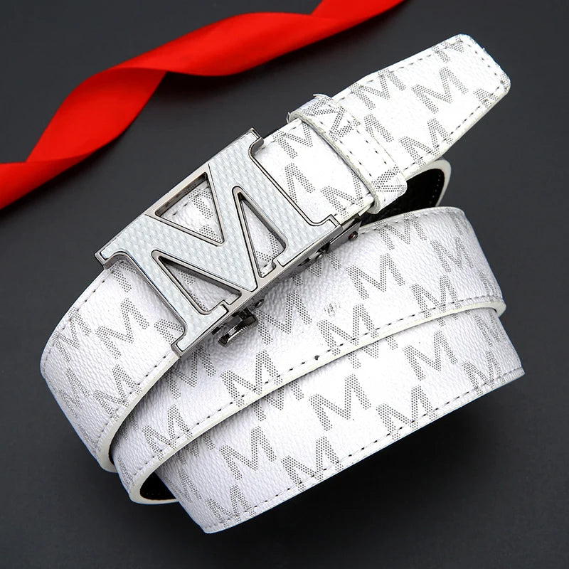 Real leather luxury automatic buckle men belt fashion trend business belt men and women's universal jeans versatile belt for men