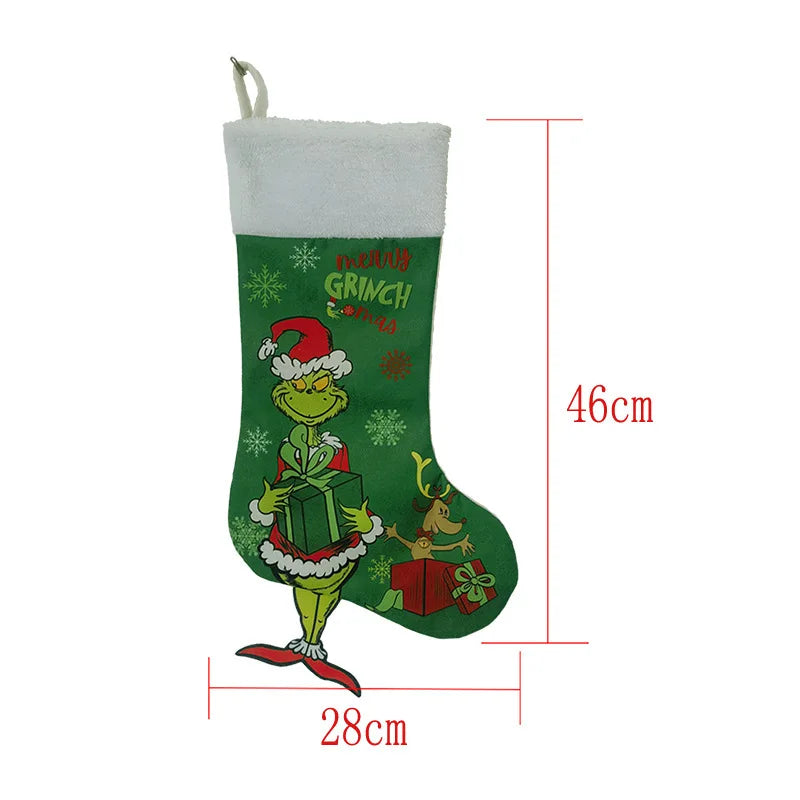 Grinchs Christmas Stocking Pendant Kids New Anime Gifts Bags Xmas Tree Ornaments Home Decoration Party Hangings Gift Hot Sales