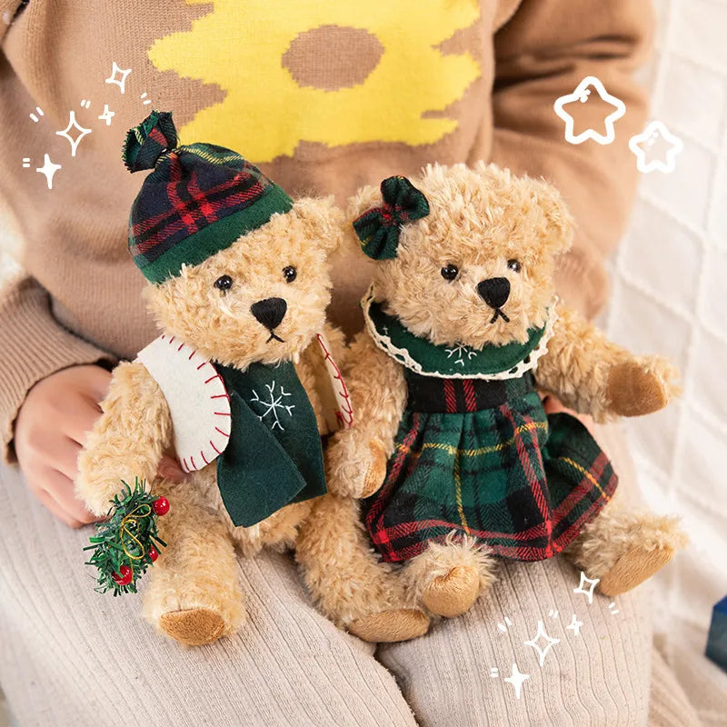 Kawaii Christmas Hat Teddy Bear Plush Toy Cute Bears Dolls Home Decor Stuffed Soft Kids Toys for Children Girlfriend Xmas Gifts