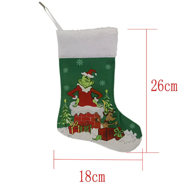 Grinchs Christmas Stocking Pendant Kids New Anime Gifts Bags Xmas Tree Ornaments Home Decoration Party Hangings Gift Hot Sales