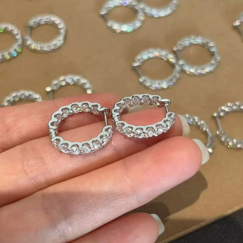 Classic Full Moissanite Earring for Women 925 Sterling Silver Jewelry Fashion Women's Moissanite Diamond Flower Earrings