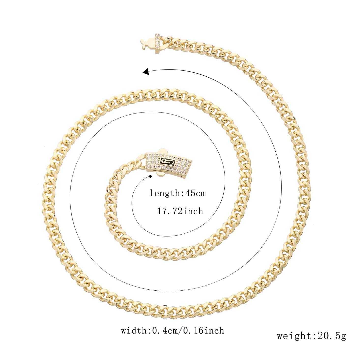 14K Gold Plated Brass Monaco 4mm Necklace High Quality Fashion Versatile Men's and Women's Jewelry Free Shipping Item