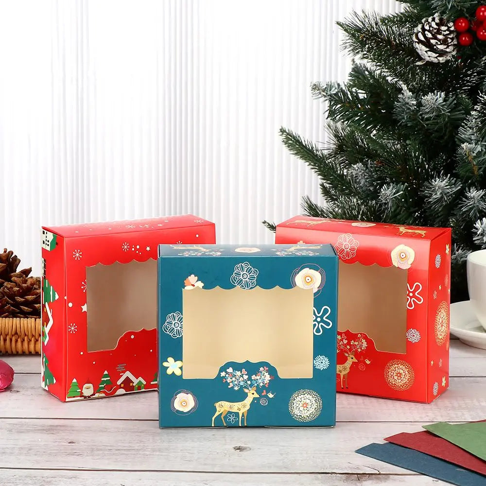 1/10pcs Nougat Cupcake Biscuit Gift Wrapping Box Cake Packaging Box Christmas Gift Box Christmas Cardboard Cake Boxes