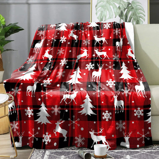 Christmas Red Plaid Winter Blanket Bedspreads Warm Soft Flannel Throw Blanket Decorative Home Bedding Blanket Cover Holiday Gift