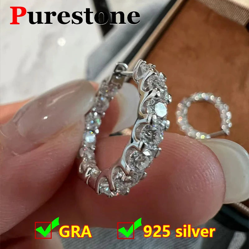 Classic Full Moissanite Earring for Women 925 Sterling Silver Jewelry Fashion Women's Moissanite Diamond Flower Earrings