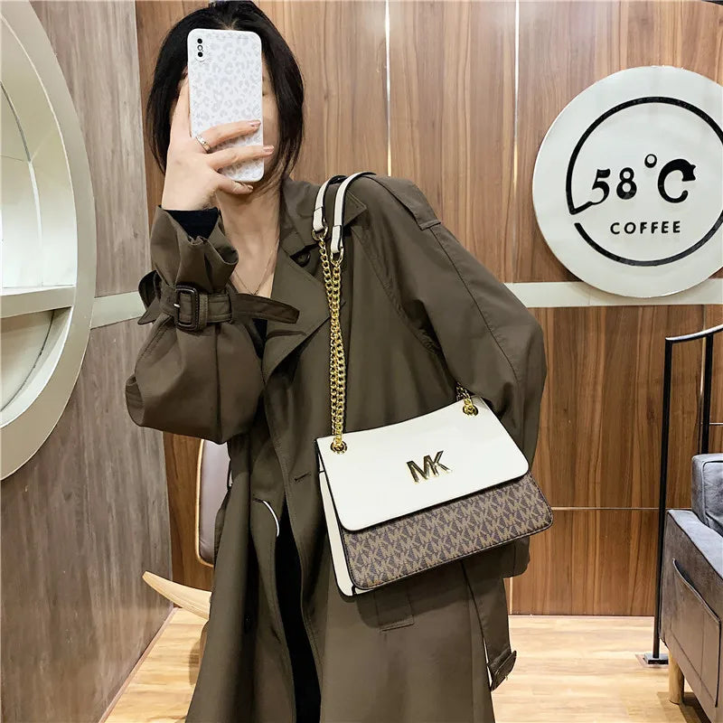 2025 Women's Small Square Bag - Shoulder Chain Design, Contrast Color, Stylish Texture, Large Capacity