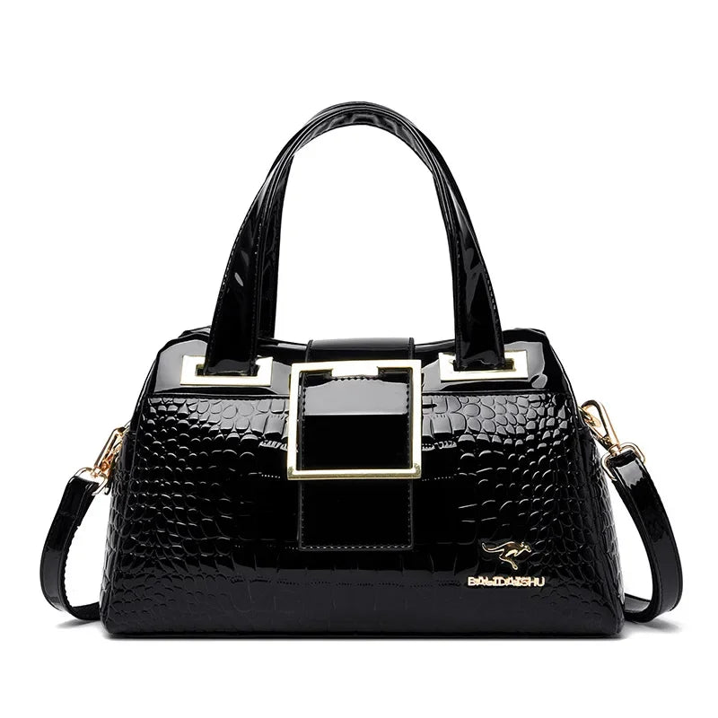 Fashionable Shoulder Crossbody Bag for Middle-Aged Women Simple Elegant Leather Handbag with Internal Zipper Soft Polyester Lini