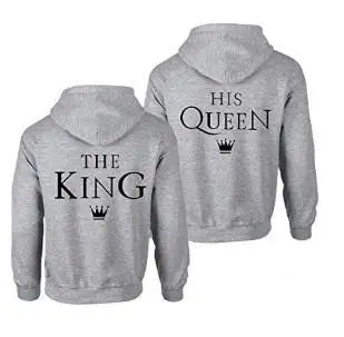 The King His Queen Letter Lover Hoodies Spring Autumn Couple Sweatshirt Woman Clothes Harajuku Hoodies 1 PCS