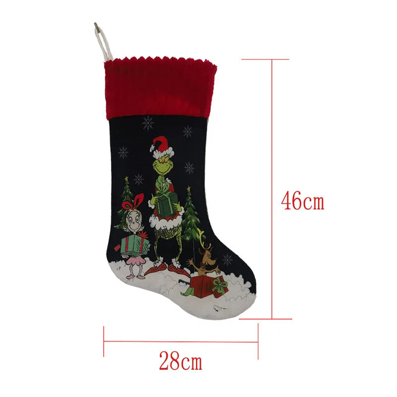 Grinchs Christmas Stocking Pendant Kids New Anime Gifts Bags Xmas Tree Ornaments Home Decoration Party Hangings Gift Hot Sales