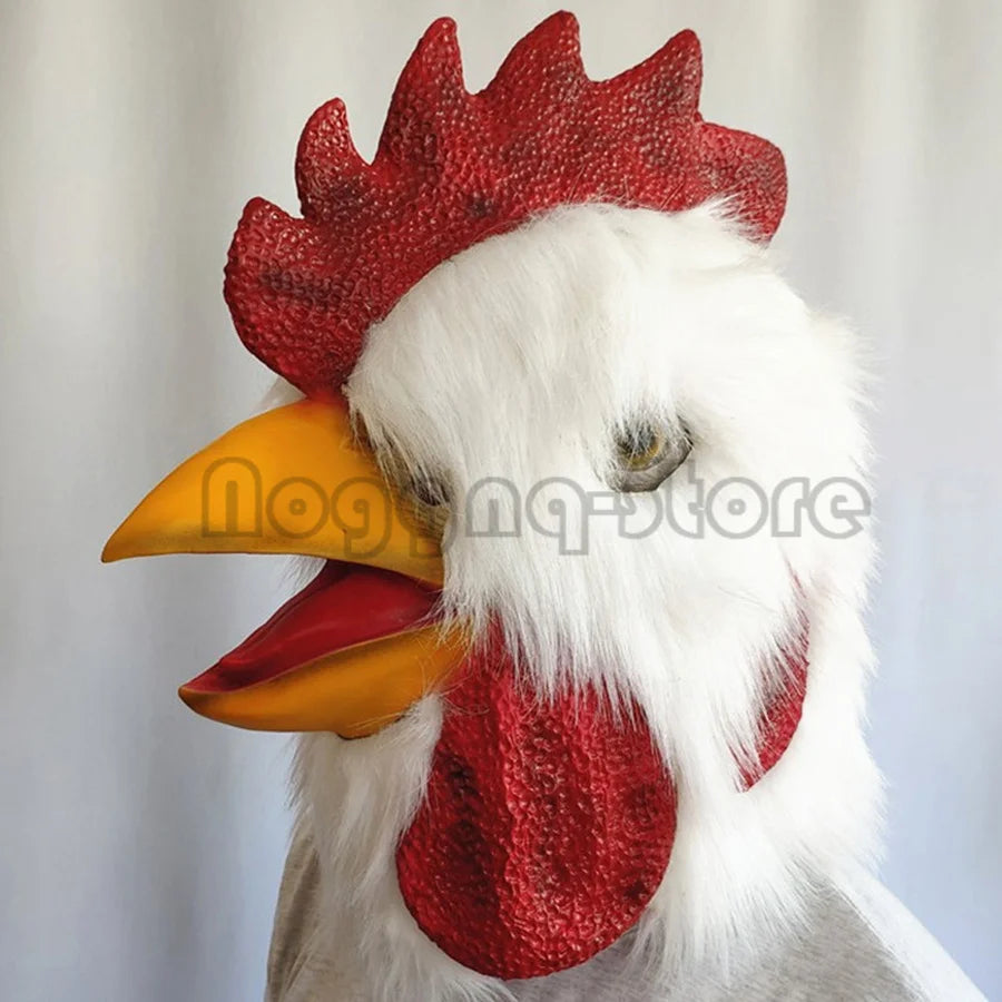 Cosplay Lovely Animal Rooster Beak Cock Head Chicken Feather Christmas Funny Halloween Mask Full Face Helmet Carnival Party Prop