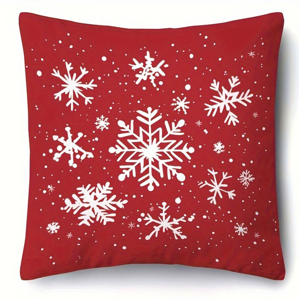 Red Christmas Pillowcases: Snowflakes, Merry Christmas, Deer & Trees - Festive Decor Sofa bed cushion cover,home decoration