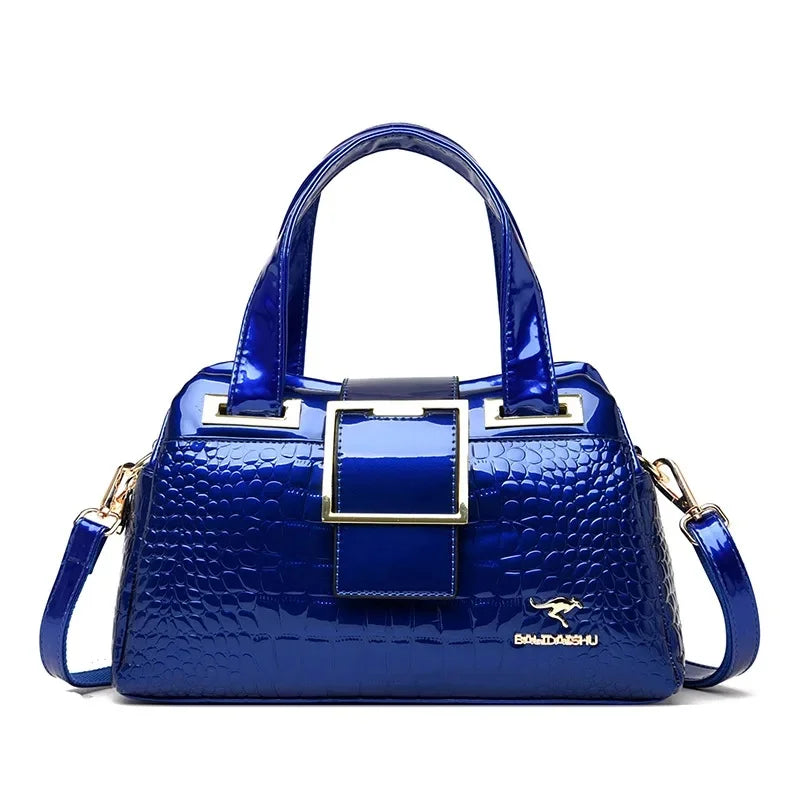 Fashionable Shoulder Crossbody Bag for Middle-Aged Women Simple Elegant Leather Handbag with Internal Zipper Soft Polyester Lini